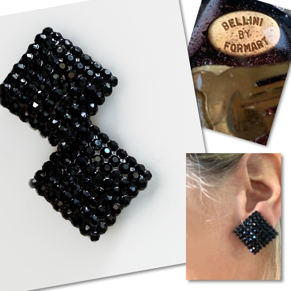 Signed Bellini by FORMART Crystal clip earrings